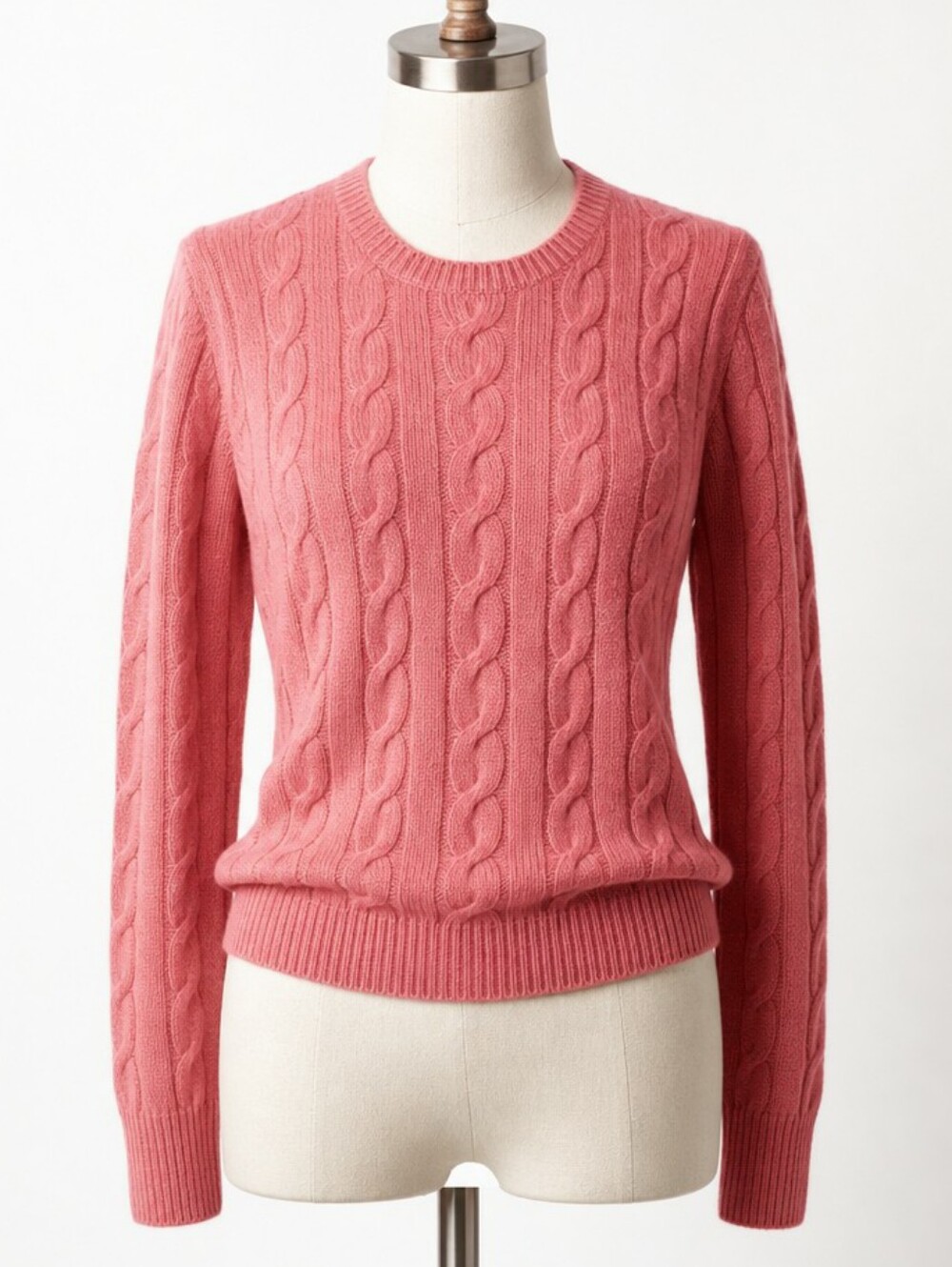 J.Crew Merino Wool Cashmere Angora Cableknit Sweater | Heather Red Pink | Size S